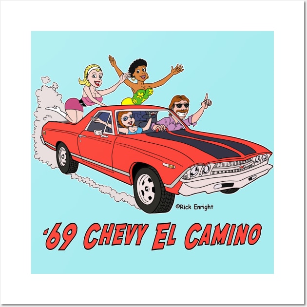 1969 Chevy El Camino Cartoon Wall Art by AceToons